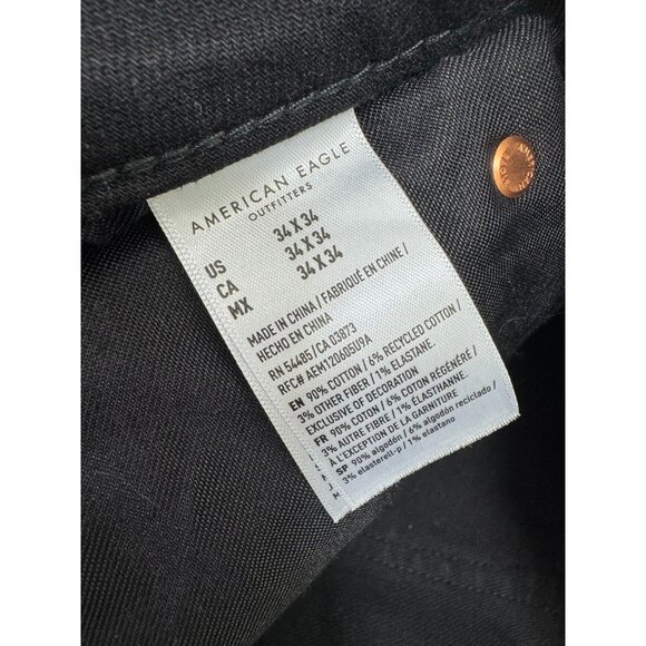 American Eagle Jeans Mens 34X34 Airflex Black Distressed Slim Straight New NWT - Picture 4 of 13